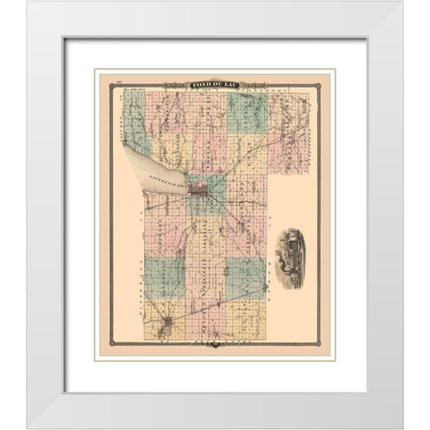 Fond du Lac  Wisconsin - Snyder 1848 White Modern Wood Framed Art Print with Double Matting by Snyder
