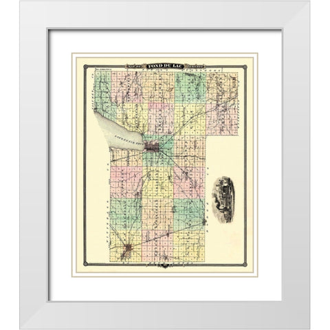 Fond Du Lac Wisconsin Landowner - Snyder 1878 White Modern Wood Framed Art Print with Double Matting by Snyder
