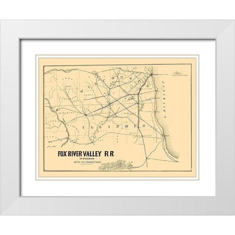 Fox River Valley Railroad - Lipman 1857 White Modern Wood Framed Art Print with Double Matting by Lipman
