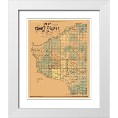 Grant County Wisconsin - Wilson 1857  White Modern Wood Framed Art Print with Double Matting by Wilson