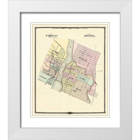 Ft Howard, Green Bay Wisconsin - Snyder 1877 White Modern Wood Framed Art Print with Double Matting by Snyder