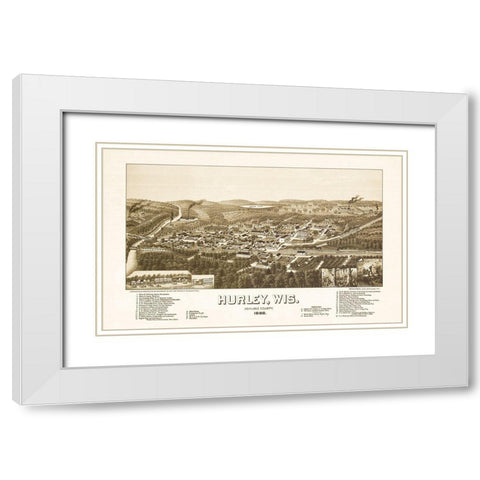 Hurley Wisconsin - Norris 1886  White Modern Wood Framed Art Print with Double Matting by Norris