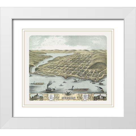 Hudson Wisconsin - Stoner 1870  White Modern Wood Framed Art Print with Double Matting by Stoner