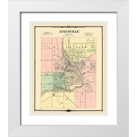 Janesville Wisconsin Landowner - Snyder 1878 White Modern Wood Framed Art Print with Double Matting by Snyder