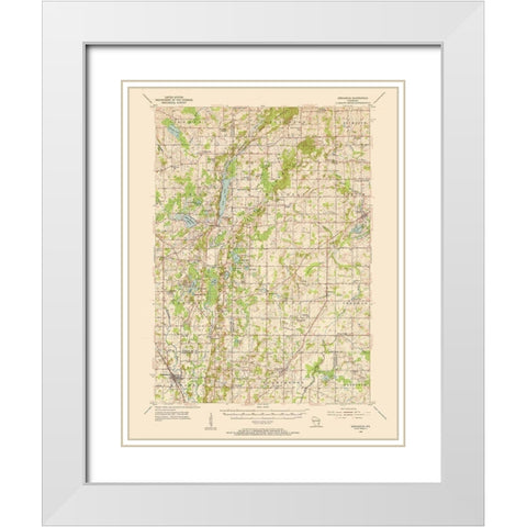 Kewaskum Wisconsin Quad - USGS 1955 White Modern Wood Framed Art Print with Double Matting by USGS