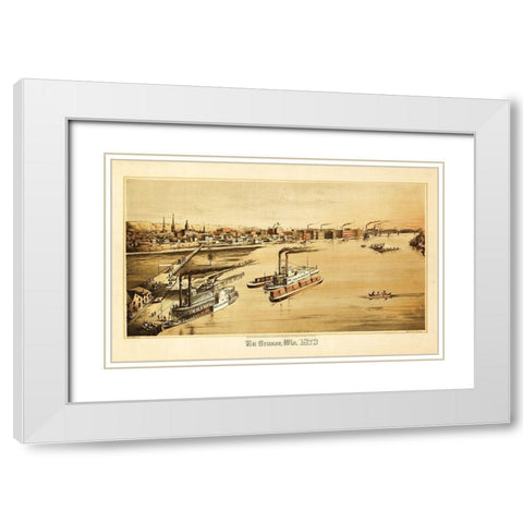 La Crosse Wisconsin - Ellsbury 1873  White Modern Wood Framed Art Print with Double Matting by Ellsbury