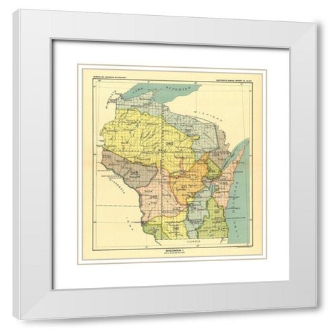 Wisconsin - Lake Superior - Hoen 1896 White Modern Wood Framed Art Print with Double Matting by Hoen