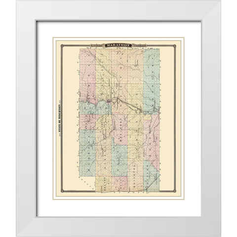 Marathon Wisconsin Landowner - Snyder 1878 White Modern Wood Framed Art Print with Double Matting by Snyder
