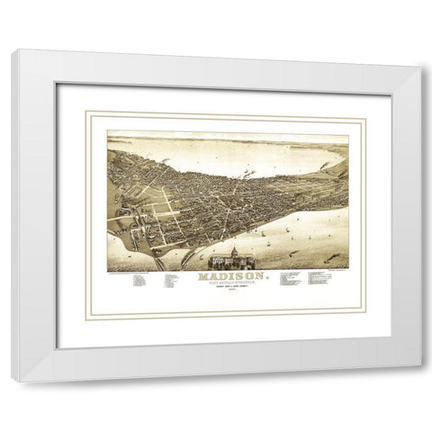 Madison Wisconsin - Norris 1885  White Modern Wood Framed Art Print with Double Matting by Norris