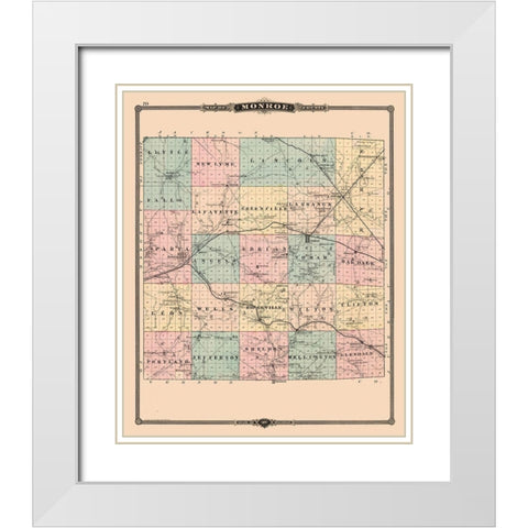 Monroe County  Wisconsin - Snyder 1877 White Modern Wood Framed Art Print with Double Matting by Snyder