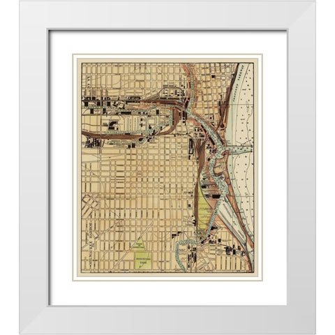 Milwaukee Harbor Wisconsin Landowner White Modern Wood Framed Art Print with Double Matting by War Department