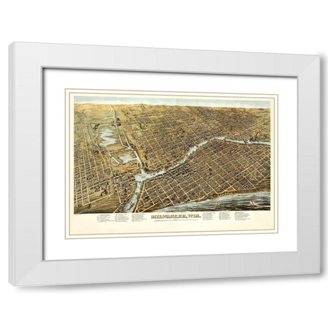 Milwaukee Wisconsin - Bailey 1872  White Modern Wood Framed Art Print with Double Matting by Bailey