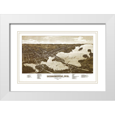 Oconomowoc Wisconsin - Norris 1885  White Modern Wood Framed Art Print with Double Matting by Norris