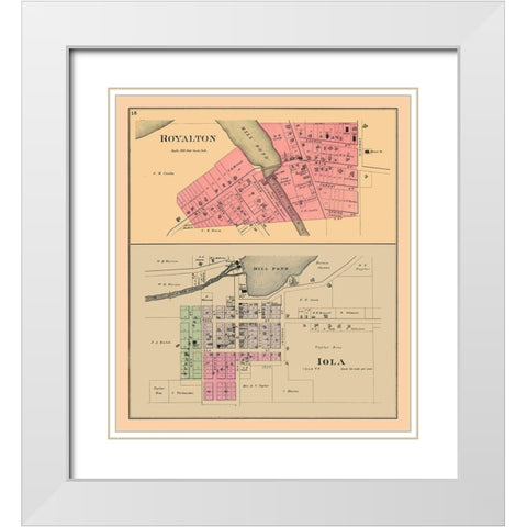 Royalton, Iola Wisconsi - Foote 1889 White Modern Wood Framed Art Print with Double Matting by Foote