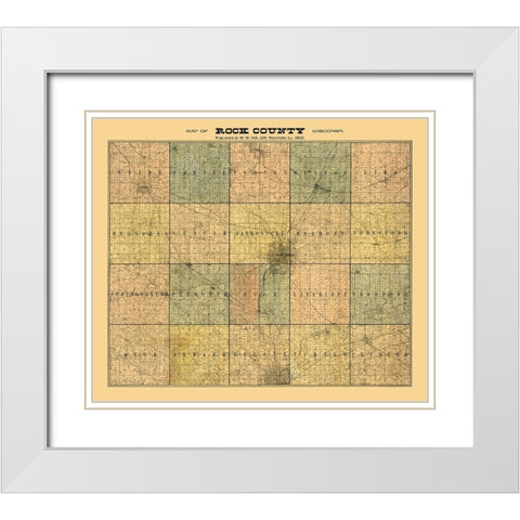 Rock County Wisconsin - Hixon 1900  White Modern Wood Framed Art Print with Double Matting by Hixon