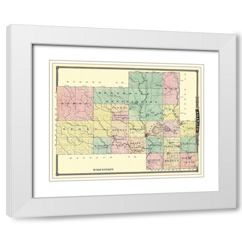 Shawano Wisconsin - Snyder 1878 White Modern Wood Framed Art Print with Double Matting by Snyder