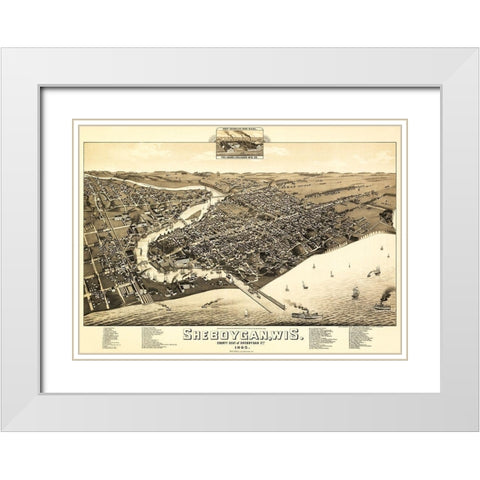 Sheboygan Wisconsin - Wellge 1885  White Modern Wood Framed Art Print with Double Matting by Wellge
