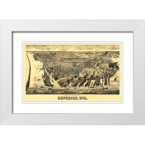 Superior Wisconsin - American Pub Co 1893  White Modern Wood Framed Art Print with Double Matting by American Pub Co