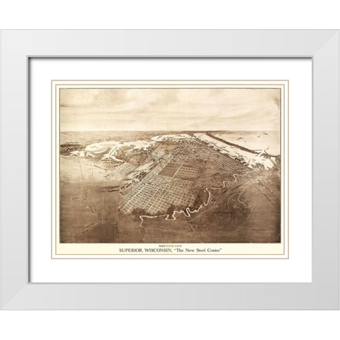 Superior Wisconsin - Bradley 1913  White Modern Wood Framed Art Print with Double Matting by Bradley