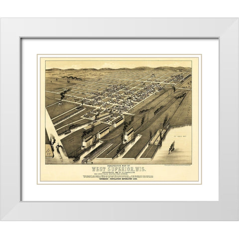 Superior Wisconsin - Wellge 1887  White Modern Wood Framed Art Print with Double Matting by Wellge
