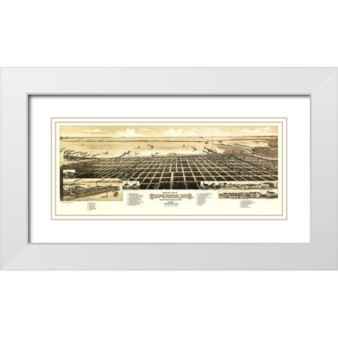 Superior Wisconsin - Wellge 1883  White Modern Wood Framed Art Print with Double Matting by Wellge