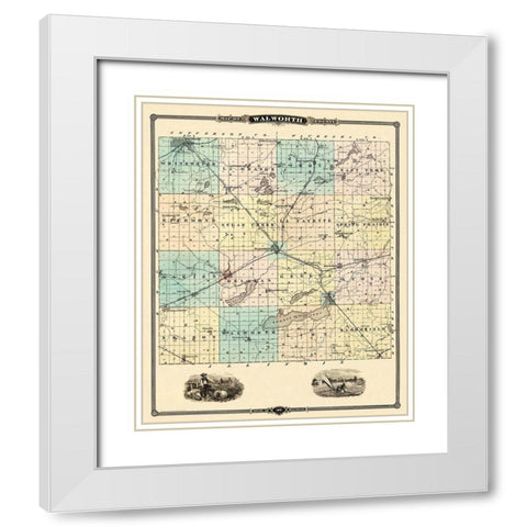 Walworth Wisconsin Landowner - Snyder 1878 White Modern Wood Framed Art Print with Double Matting by Snyder