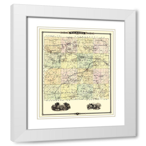 Waukesha Wisconsin Landowner - Snyder 1878 White Modern Wood Framed Art Print with Double Matting by Snyder