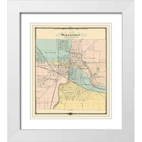 Watertown Wisconsin - Snyder 1878 White Modern Wood Framed Art Print with Double Matting by Snyder