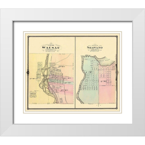 Wausau, Shawano Wisconsin - Snyder 1878 White Modern Wood Framed Art Print with Double Matting by Snyder