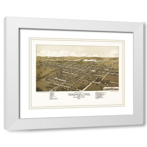Waupun Wisconsin - Norris 1885  White Modern Wood Framed Art Print with Double Matting by Norris