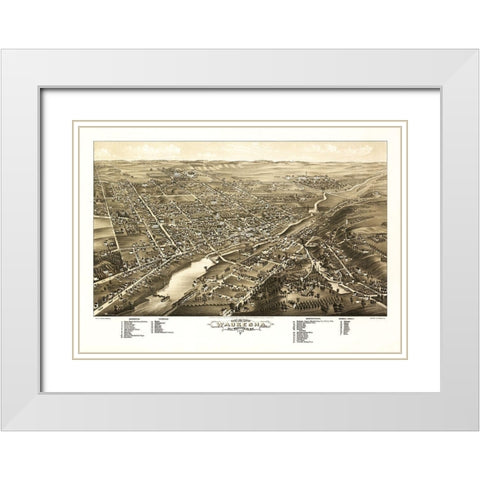 Waukesha Wisconsin - Stoner 1880  White Modern Wood Framed Art Print with Double Matting by Stoner
