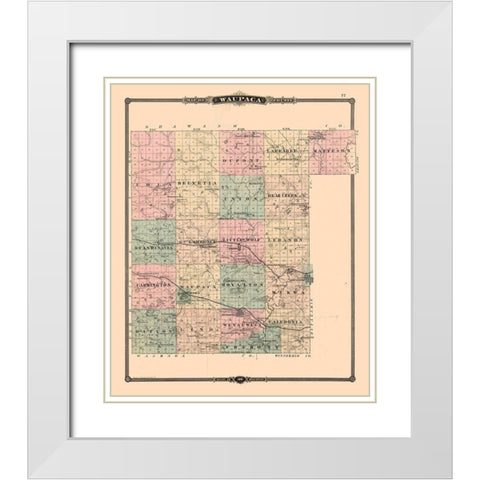 Waupaca County  Wisconsin - Snyder  1877 White Modern Wood Framed Art Print with Double Matting by Snyder