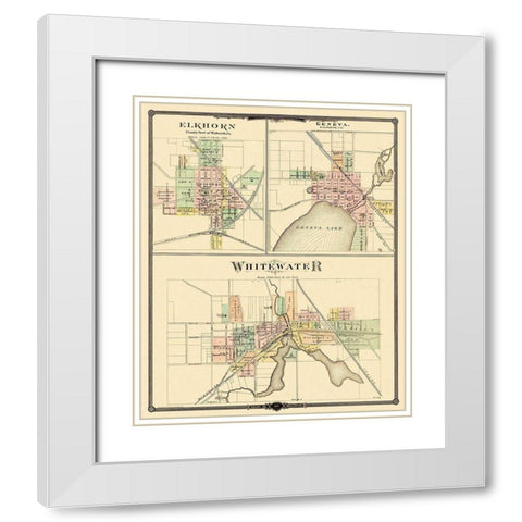 Whitewater, Elkhorn, Geneva Wisconsin - Snyder White Modern Wood Framed Art Print with Double Matting by Snyder