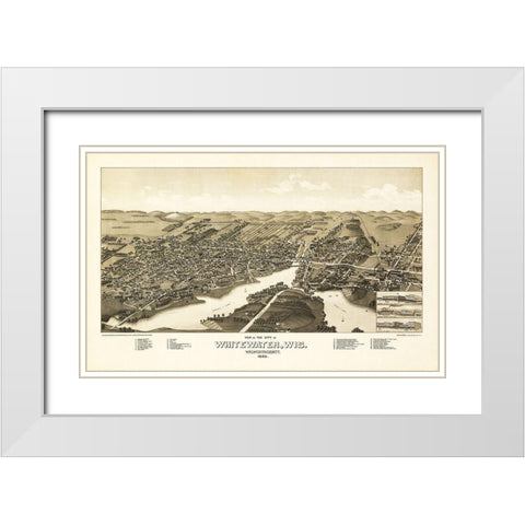 Whitewater Wisconsin - Norris 1855  White Modern Wood Framed Art Print with Double Matting by Norris