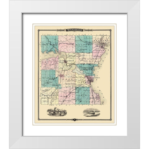 Winnebago Wisconsin Landowner - Snyder 1878 White Modern Wood Framed Art Print with Double Matting by Snyder