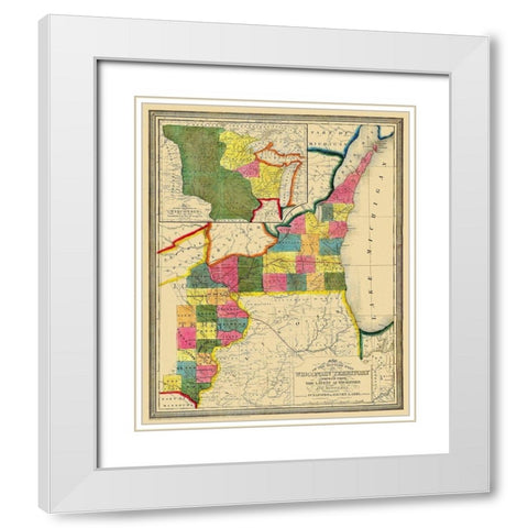 Wisconsin Territory - Abel 1838 White Modern Wood Framed Art Print with Double Matting by Abel