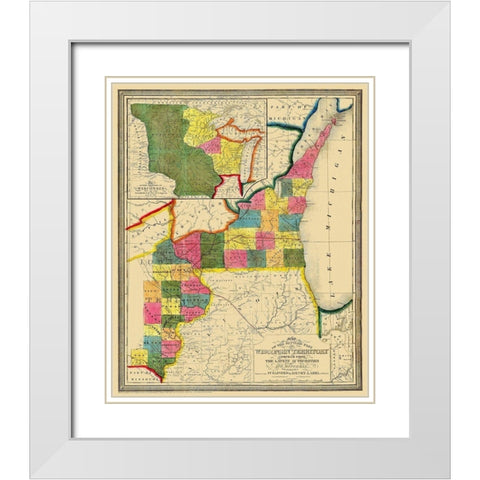 Wisconsin Territory - Abel 1838 White Modern Wood Framed Art Print with Double Matting by Abel
