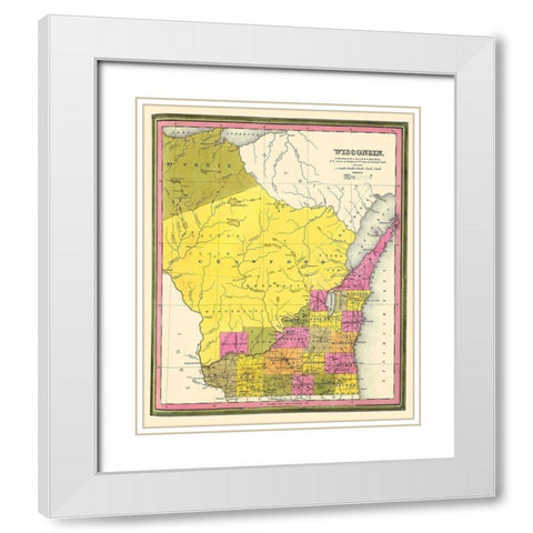 Wisconsin Territory - Mitchell 1846 White Modern Wood Framed Art Print with Double Matting by Mitchell
