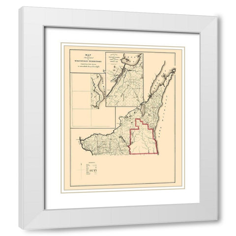 Wisconsin Territory Surveys - Surveyor General White Modern Wood Framed Art Print with Double Matting by Surveyor General