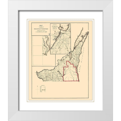Wisconsin Territory Surveys - Surveyor General White Modern Wood Framed Art Print with Double Matting by Surveyor General