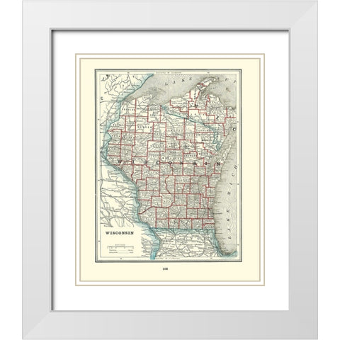 Wisconsin - Rathbun 1893 White Modern Wood Framed Art Print with Double Matting by Rathbun