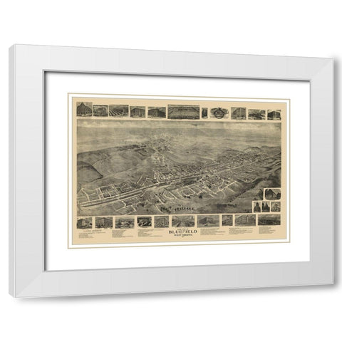 Bluefield West Virginia - Fowler 1911 White Modern Wood Framed Art Print with Double Matting by Fowler