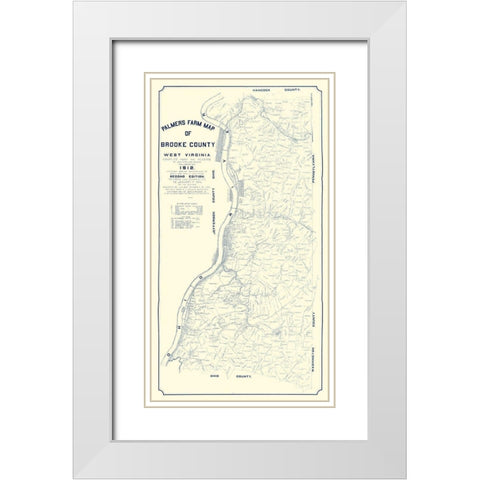 Brooke County West Virginia - Palmer 1912  White Modern Wood Framed Art Print with Double Matting by Palmer