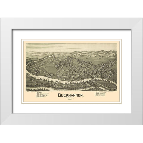 Buckhannon West Virginia - Fowler 1900 White Modern Wood Framed Art Print with Double Matting by Fowler