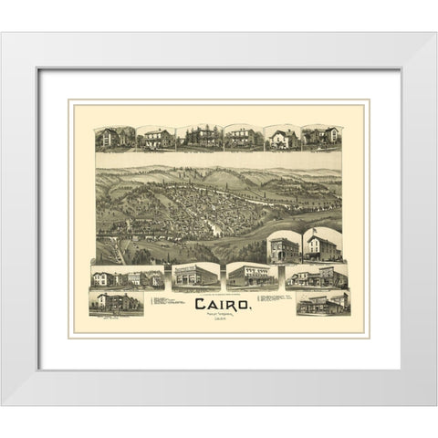 Cairo West Virginia - Fowler 1899 White Modern Wood Framed Art Print with Double Matting by Fowler