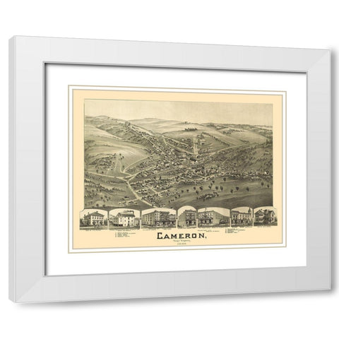 Cameron West Virginia - Fowler 1899 White Modern Wood Framed Art Print with Double Matting by Fowler
