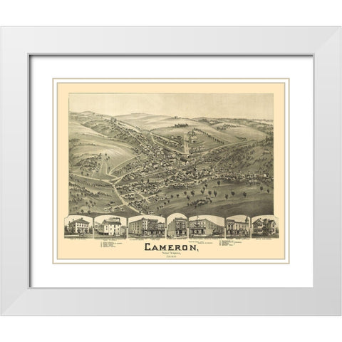 Cameron West Virginia - Fowler 1899 White Modern Wood Framed Art Print with Double Matting by Fowler