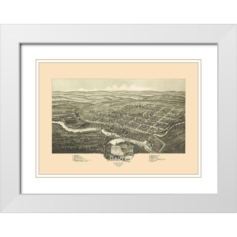 Davis West Virginia - Fowler 1898 White Modern Wood Framed Art Print with Double Matting by Fowler