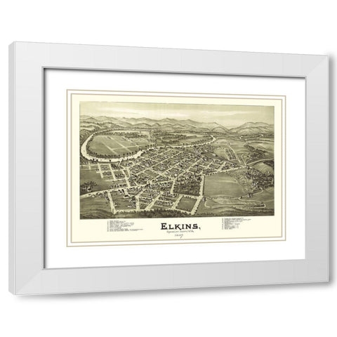 Elkins West Virginia - Fowler 1897 White Modern Wood Framed Art Print with Double Matting by Fowler