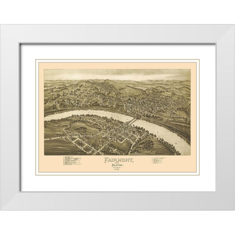 Fairmont Palatine West Virginia - Fowler 1897 White Modern Wood Framed Art Print with Double Matting by Fowler